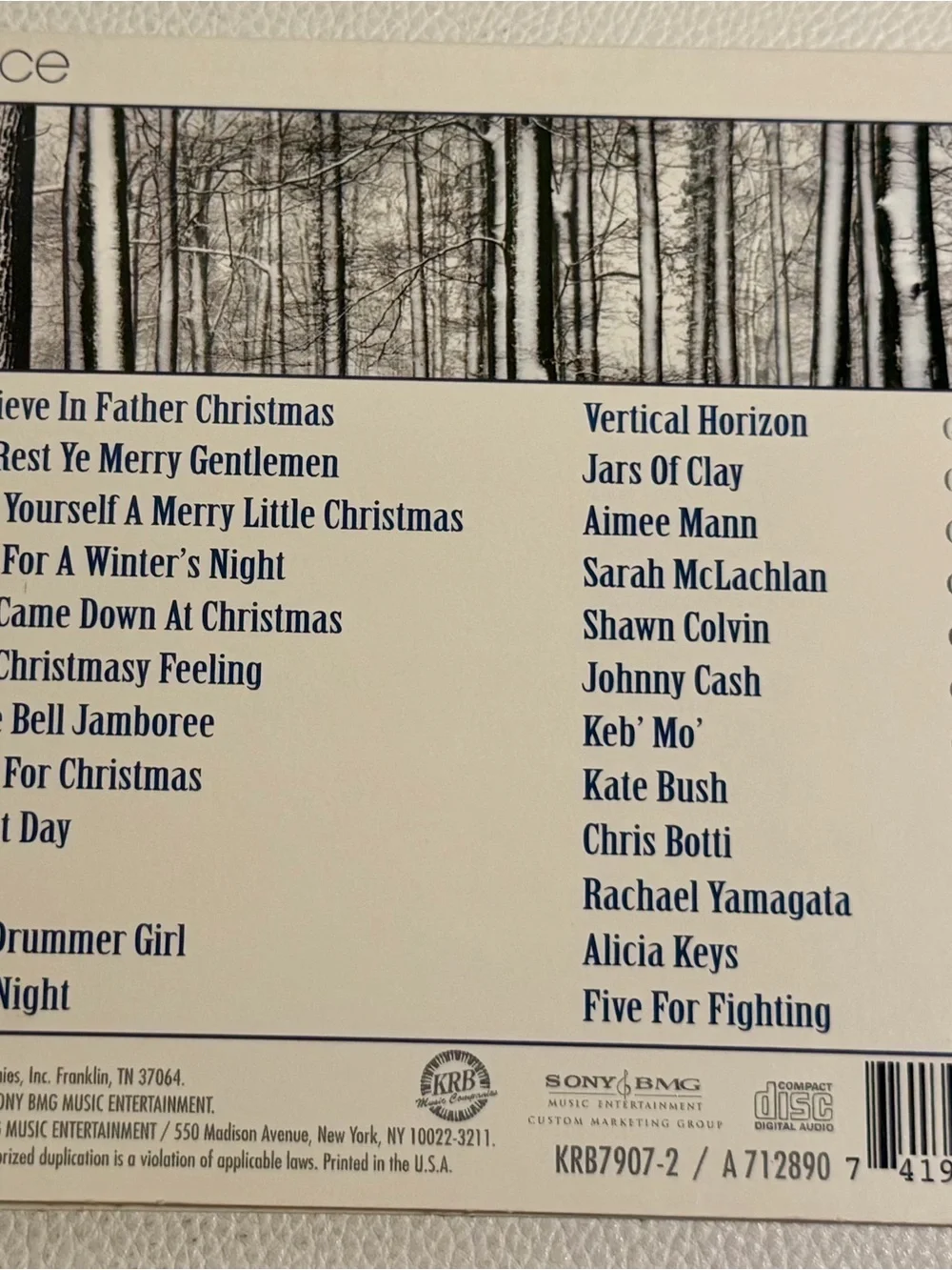 Peace Christmas CD 2007 Kate Bush Johnny Cash Alicia Keys KRB Sony Rare Holiday